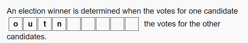 Échantillon de la question Remplir les blancs de DET 2