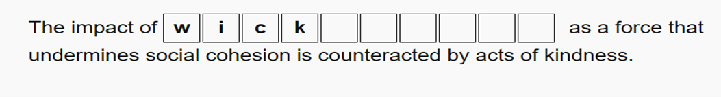 Question d'exemple 1 de DET Remplir les blancs