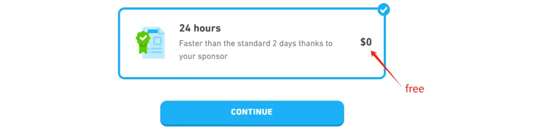 a screenshot shows the 24 hrs speed up service of DET
