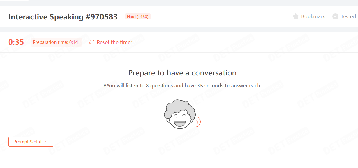 A screenshot of the new question type practice on DETPractice.