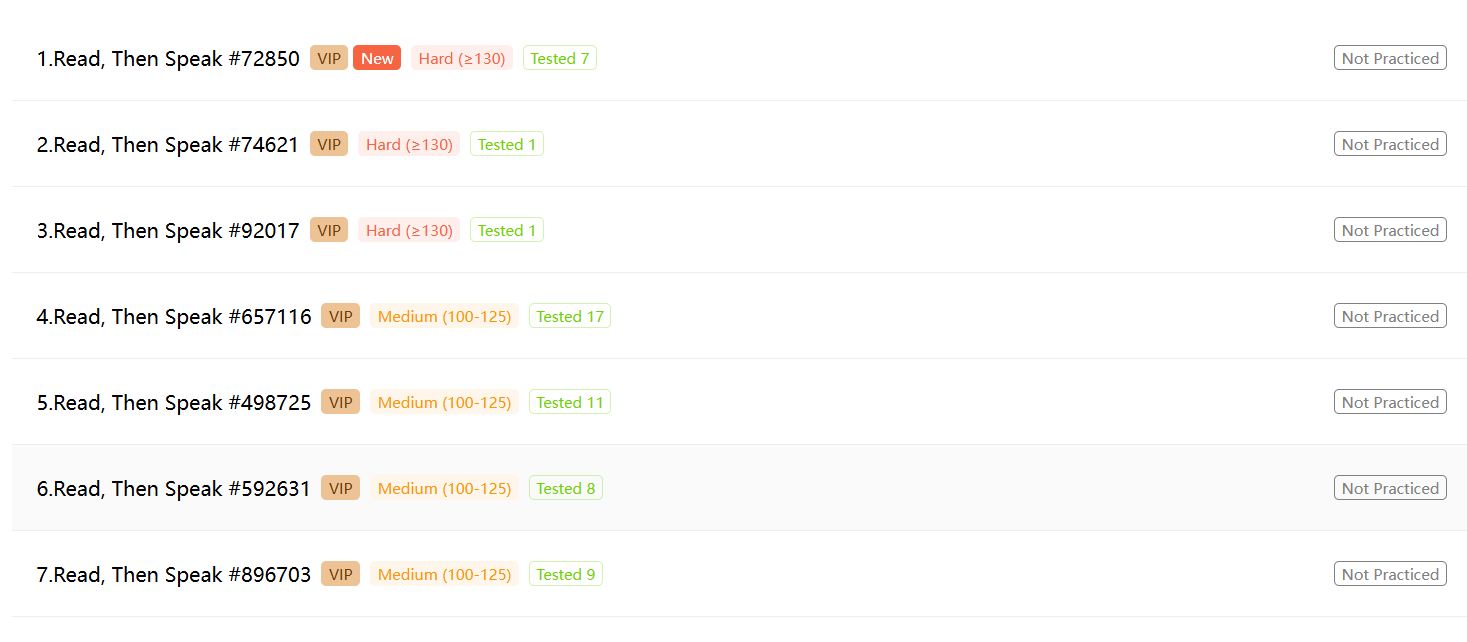 A screenshot of an updated practice session on the DET Practice platform for the Duolingo English Test.