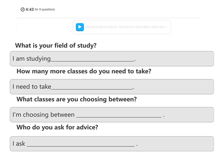 DET Interactive Listening Sample Question 0