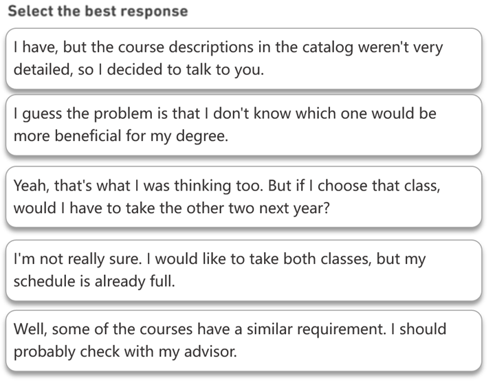 DET Interactive Listening Sample Question 3