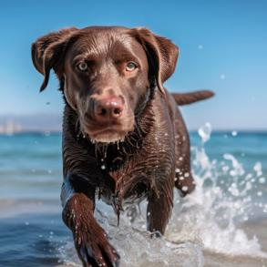 A dog picture from the Duolingo English Test image description task.