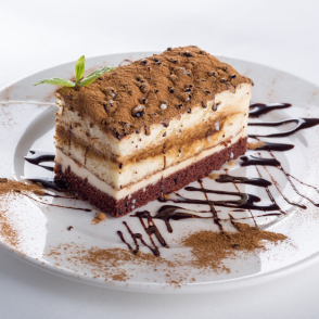 A tiramisu picture from the Duolingo English Test image description task.