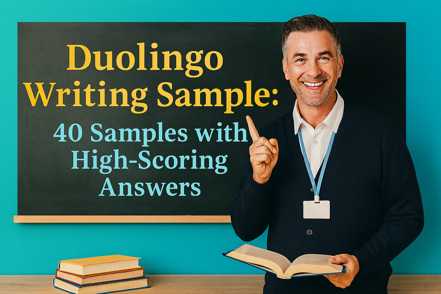 A cover of the blog post: Duolingo Writing Sample: 40 Samples with High-Scoring Answers