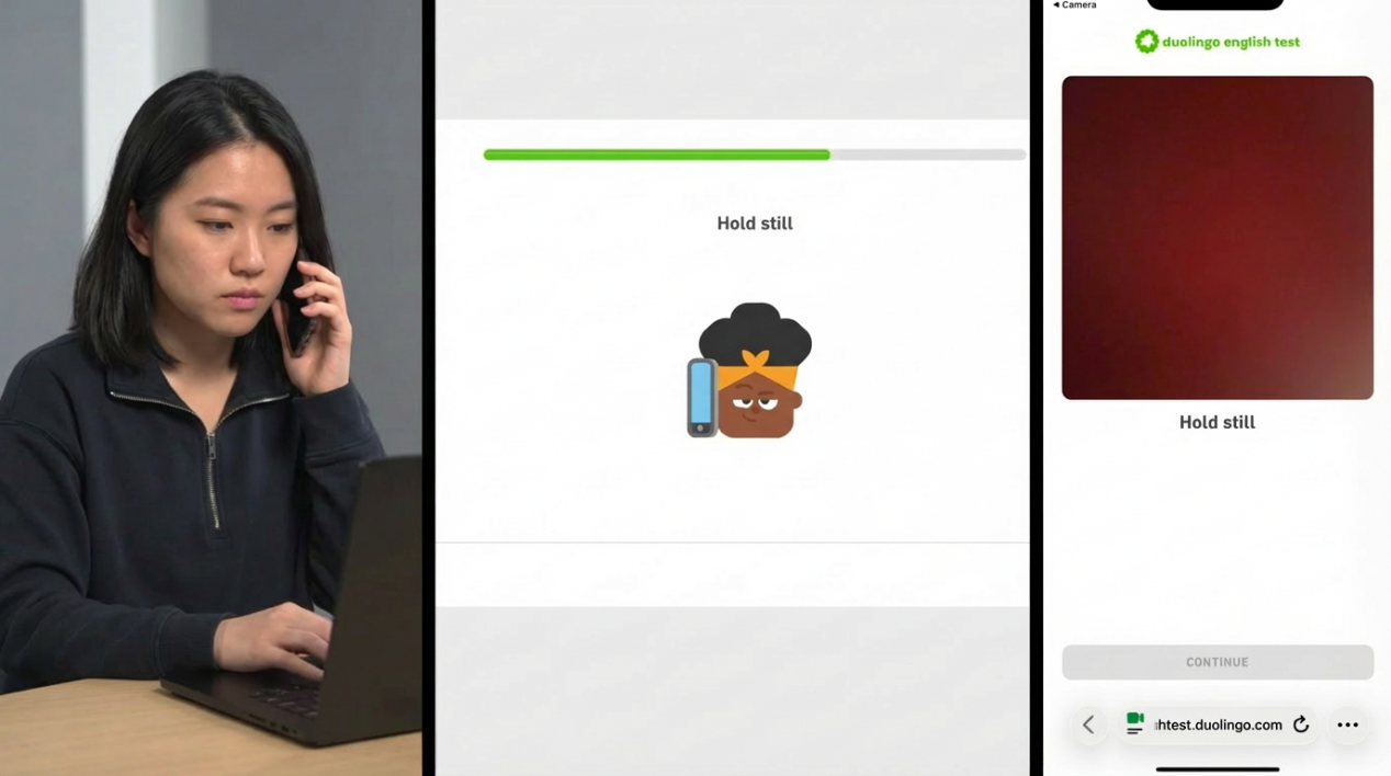 An image showing Step 4 of ear scanning in the Duolingo English Test.