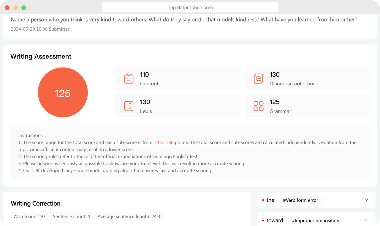 DET Writing AI Correction